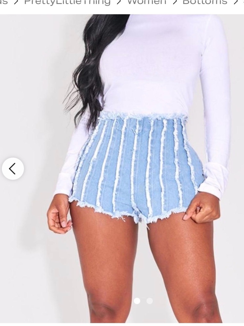 PrettyLittleThing Light Blue Frayed Denim Jean Shorts